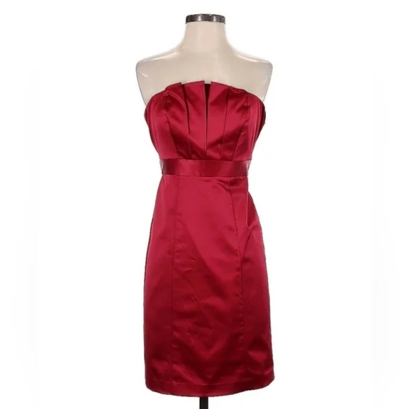 The Limited Red Satin Fold Front Strapless Dress - NWT - SIZE 0 - Picture 7 of 7